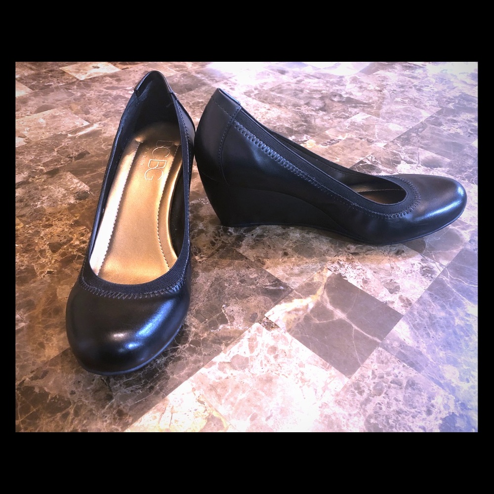 BCBG Leather Wedge Heels